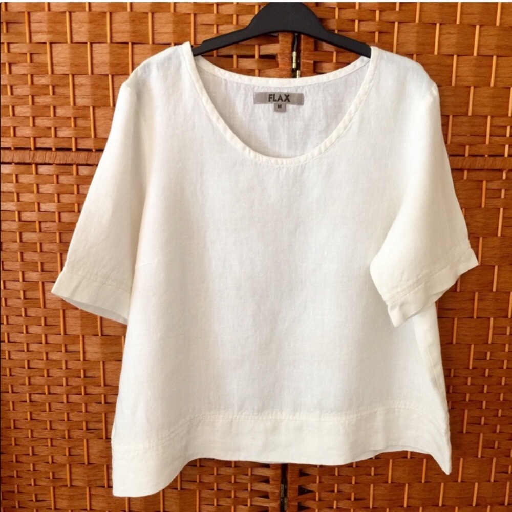 Flax White Linen Top